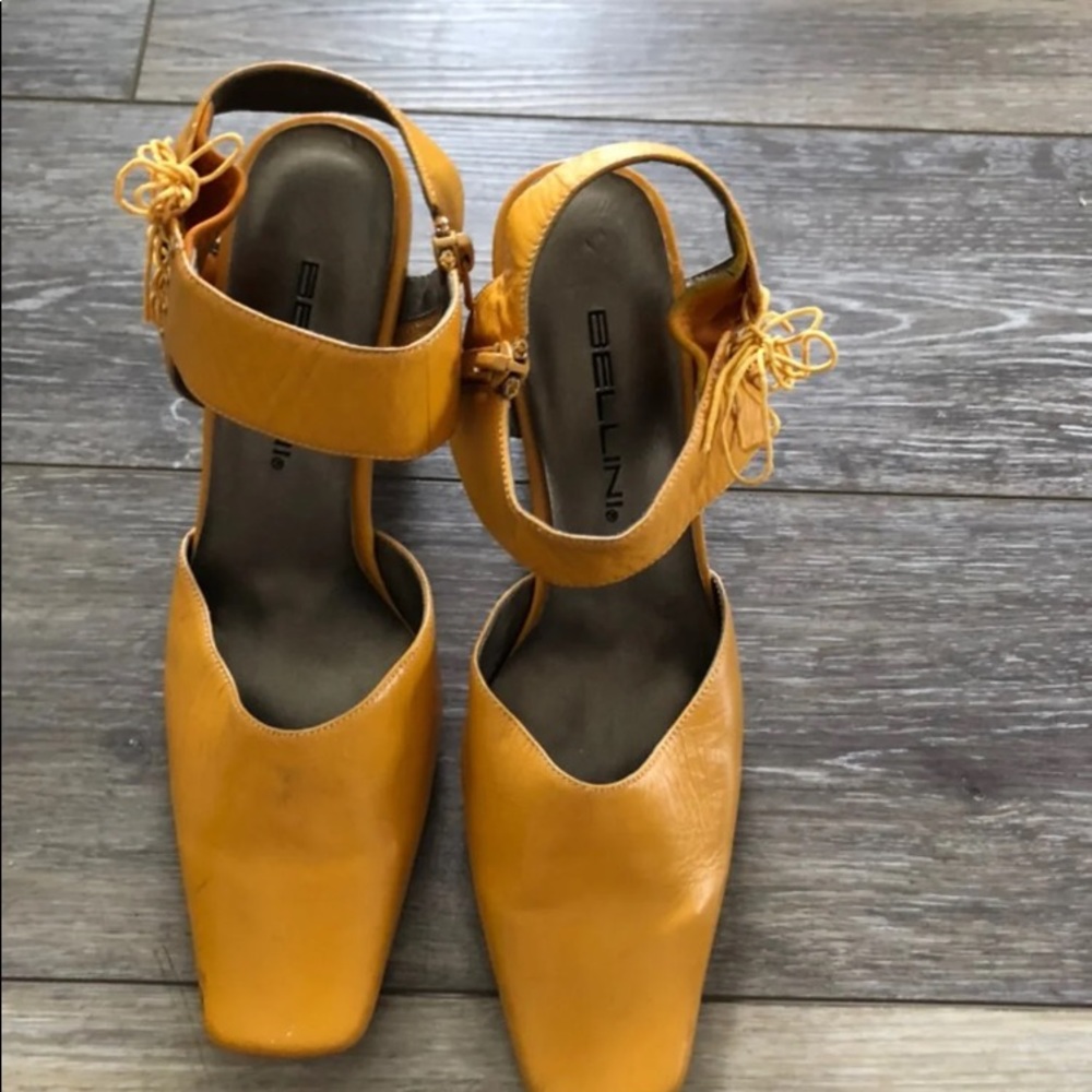 NWT Mango yellow Bellini heels size 6M